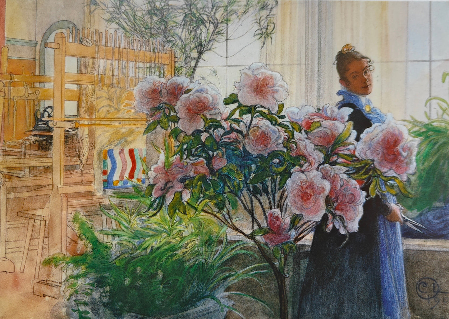 Vykort Azalea, Carl Larsson